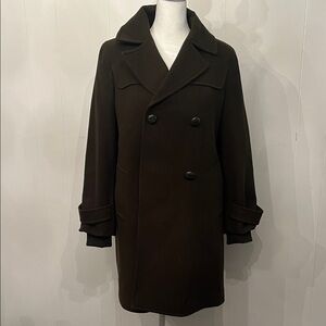 Talbots Olive Green Double-Breasted Wool Peacoat